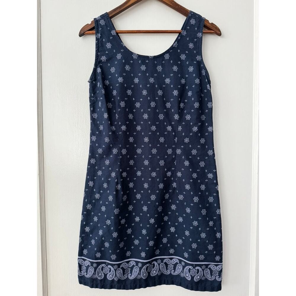 Faded Glory Navy Bandana Print Cottage Grandma Granola Tank Dress Sz SM